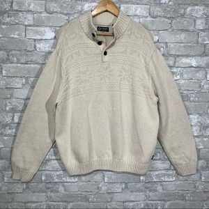 Chaps Men's XL Boho Sweater. Oversized Beachy Sweater Patterned Knit White